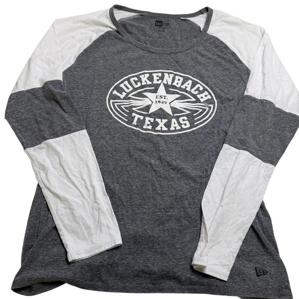 NEW ERA Official Luckenbach Texas Long Sleeve Gray/White Size XL